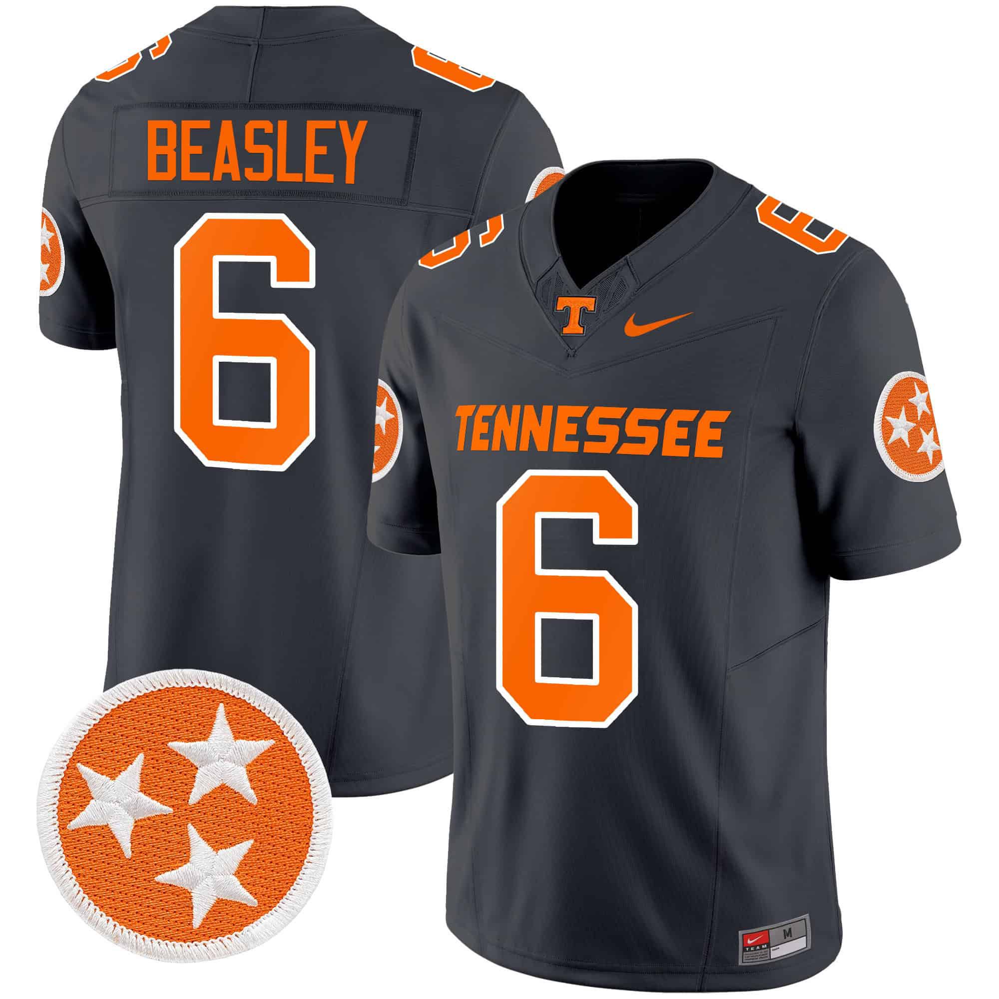 Men Tennessee Volunteers #6 Beasley Black 2024 Nike Vapor Limited NCAA Jersey style 1